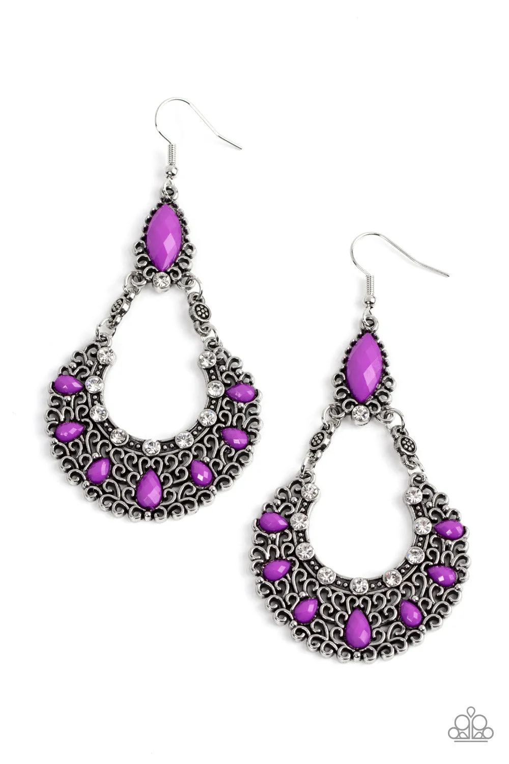 Paparazzi Fluent in Florals - Purple Earrings