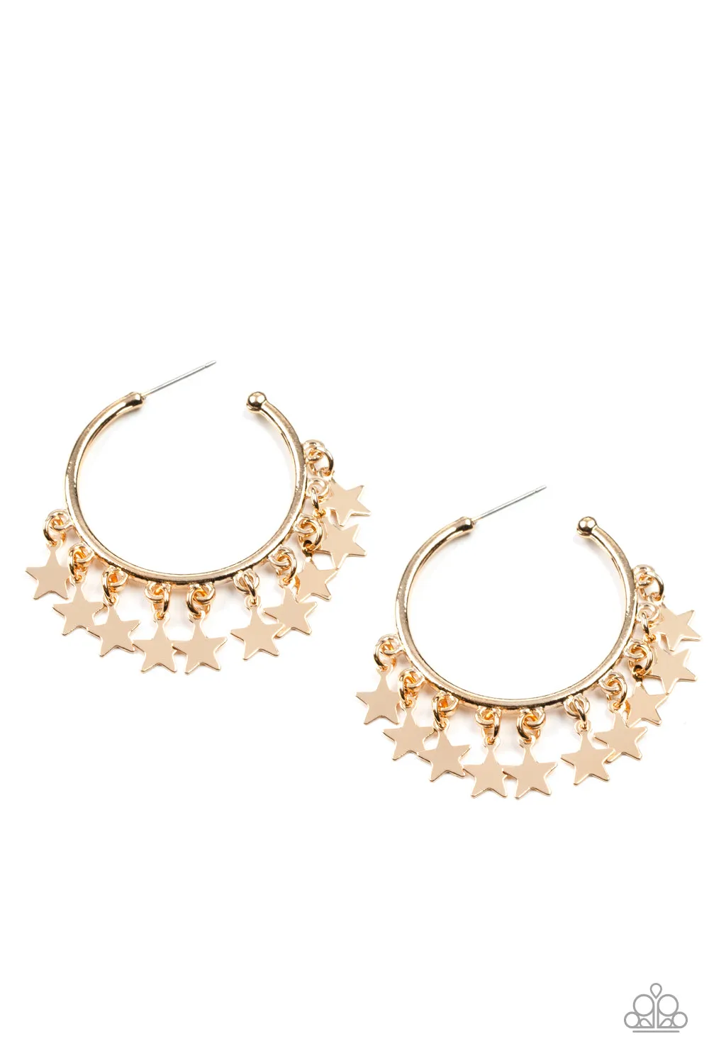 Paparazzi Happy Independence Day - Gold Star Earrings