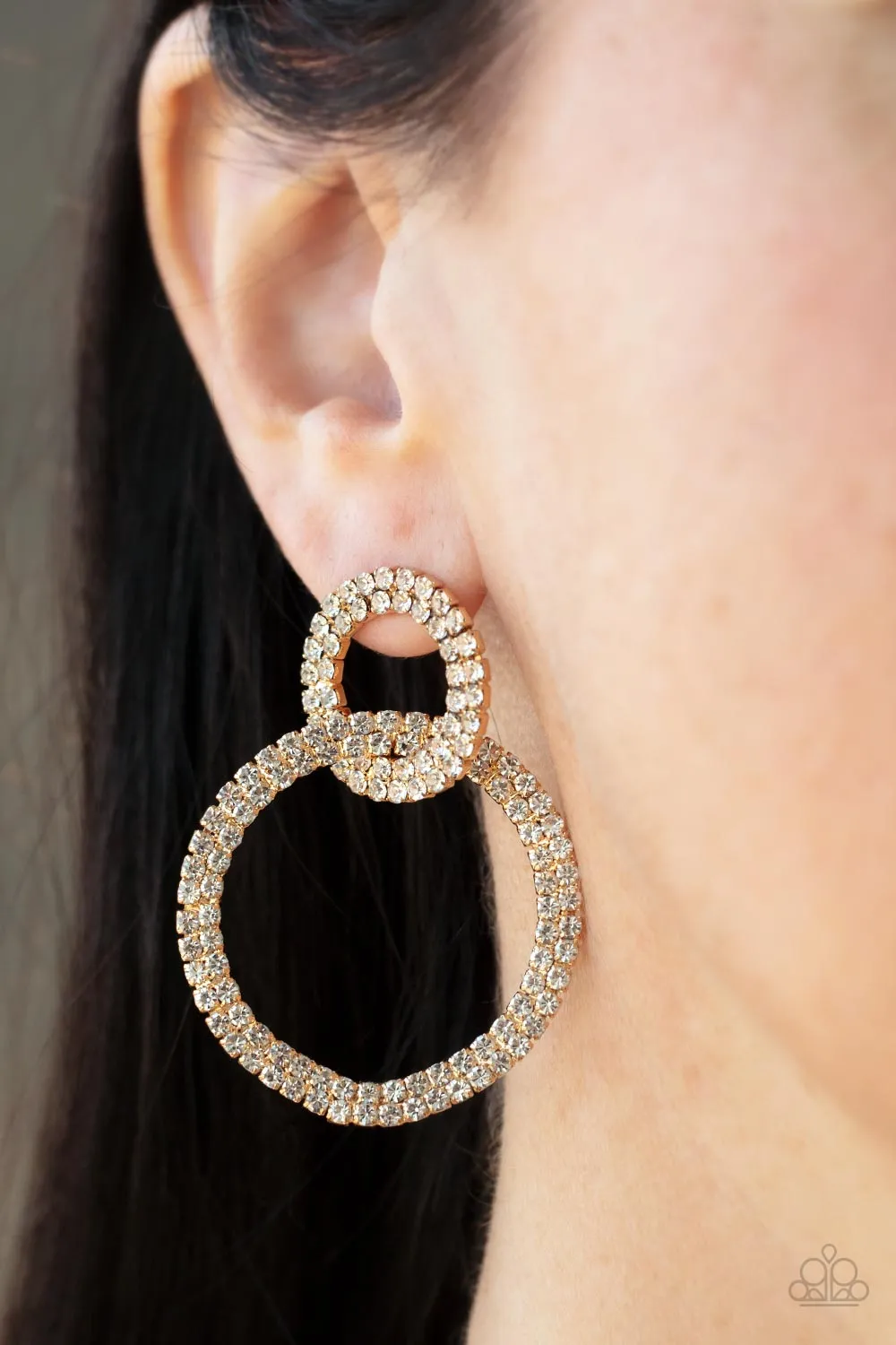 Paparazzi Intensely Icy - Gold Earrings