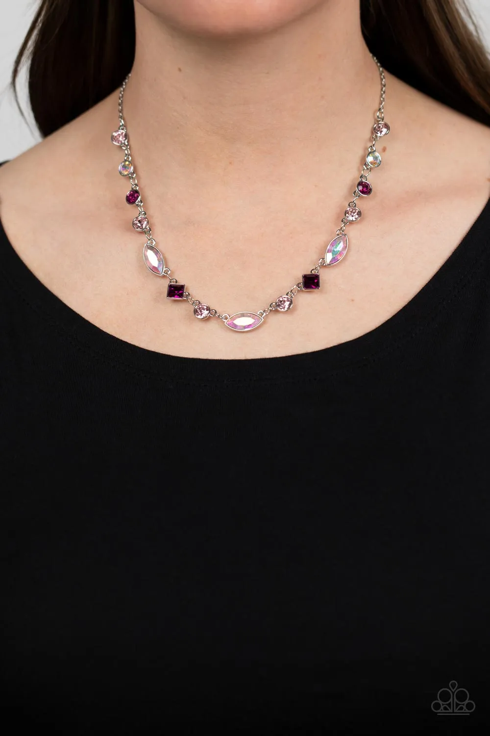 Paparazzi Irresistible HEIR-idescence - Pink Iridescent Dainty Necklace