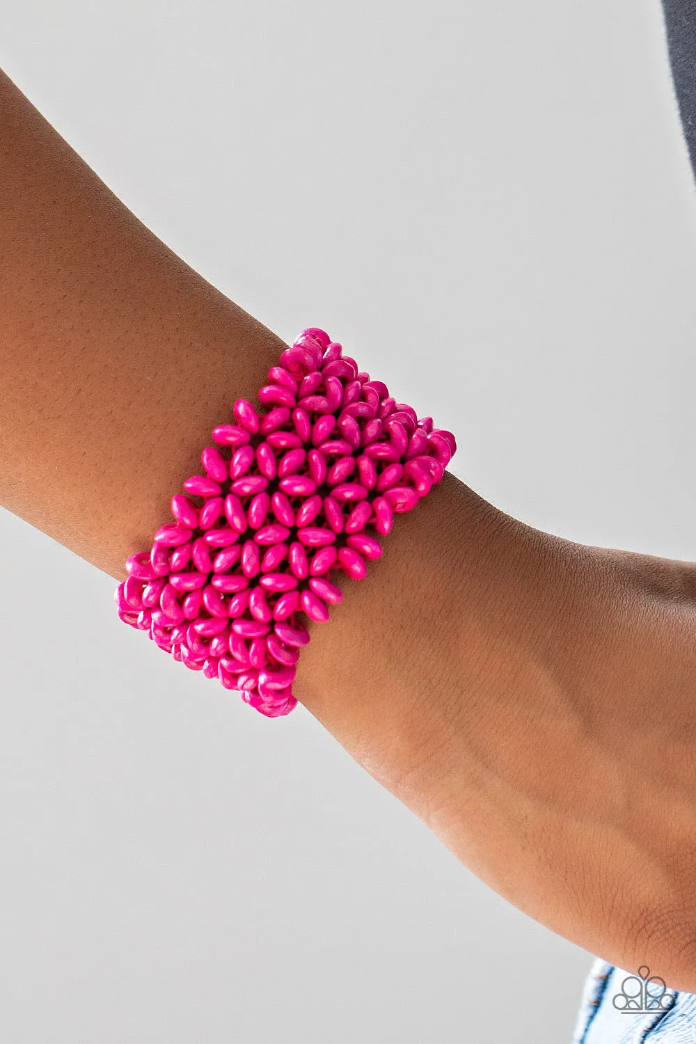 Paparazzi Island Expression - Pink Wooden Bracelet