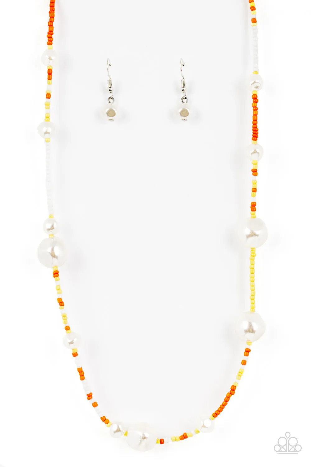 Paparazzi Modern Marina - Orange Seed Beads Dainty Necklace