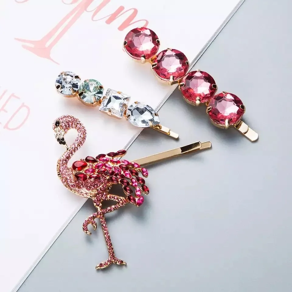 Pink Flamingo Glitz Hair Pin Set