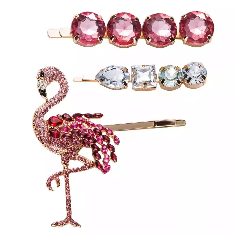 Pink Flamingo Glitz Hair Pin Set