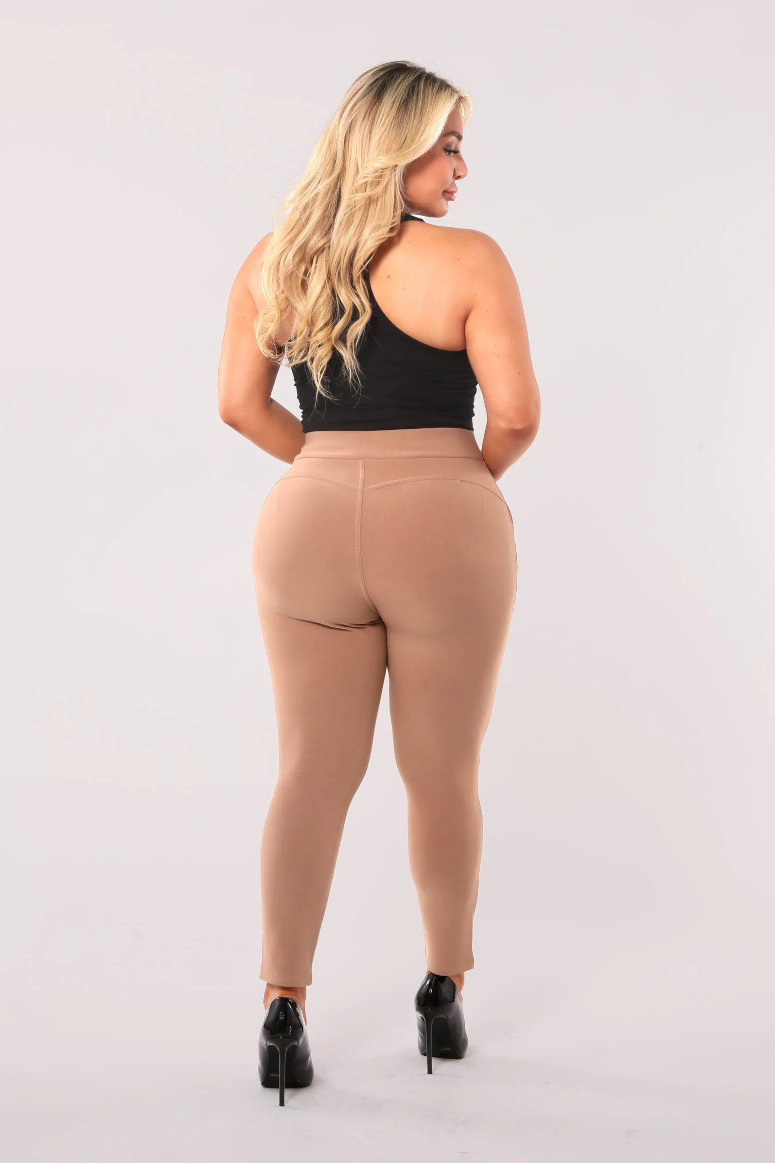 Plus Size Tummy Control Sculpting Treggings - Portobello