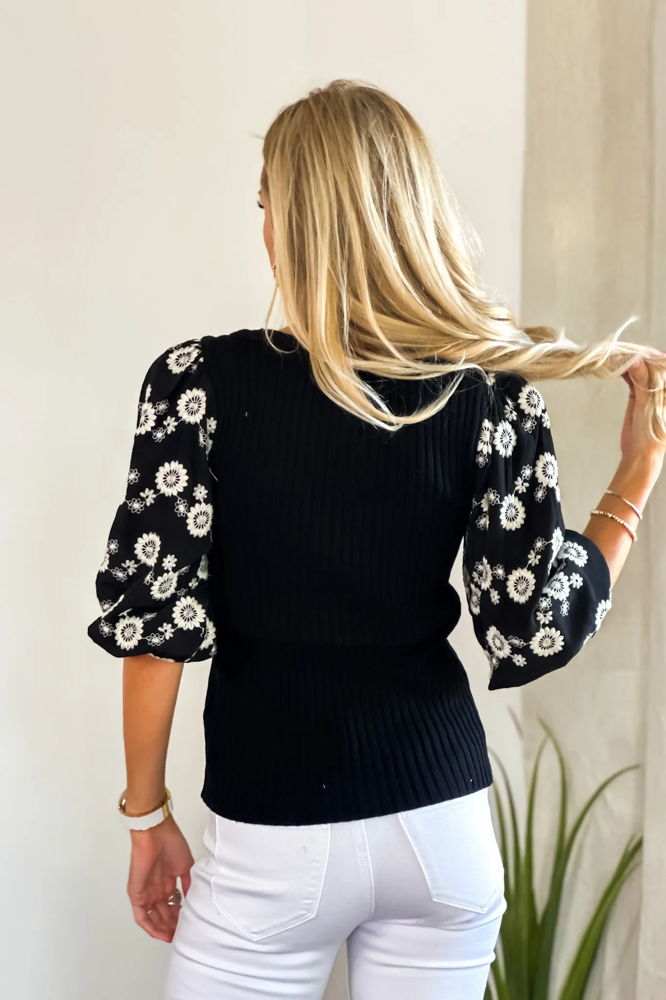 See You Soon Embroidered Top : Black