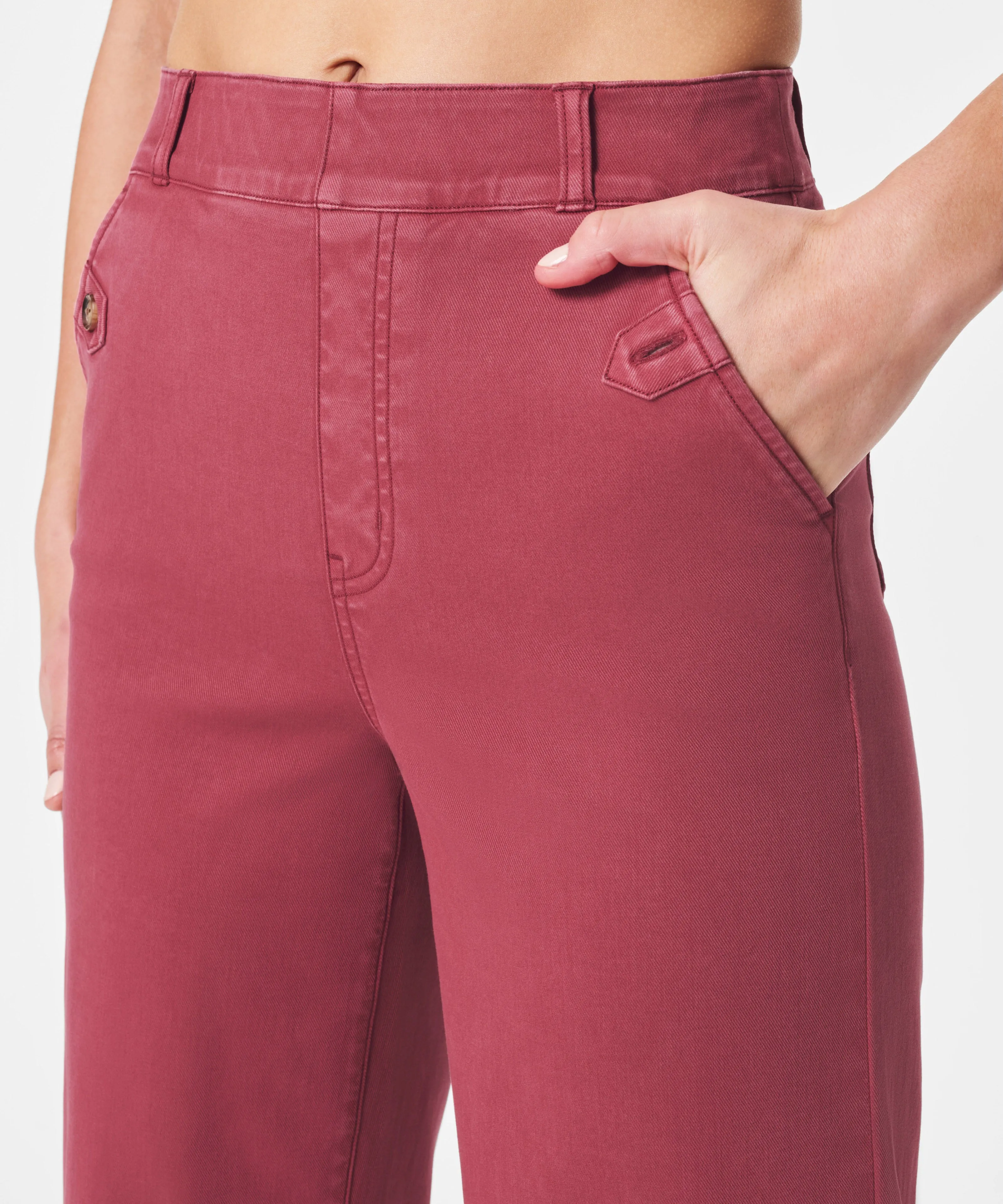 Spanx Stretch Twill Cropped Wide Leg Pants - Wild Rose