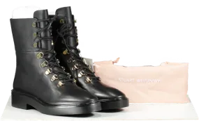 Stuart Weitzman Black Leather Combat Boots UK 5.5 EU 38.5 👠