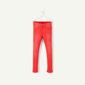 Tape A Loeil- kids' red ' treggings with stars and worn effects  TO878