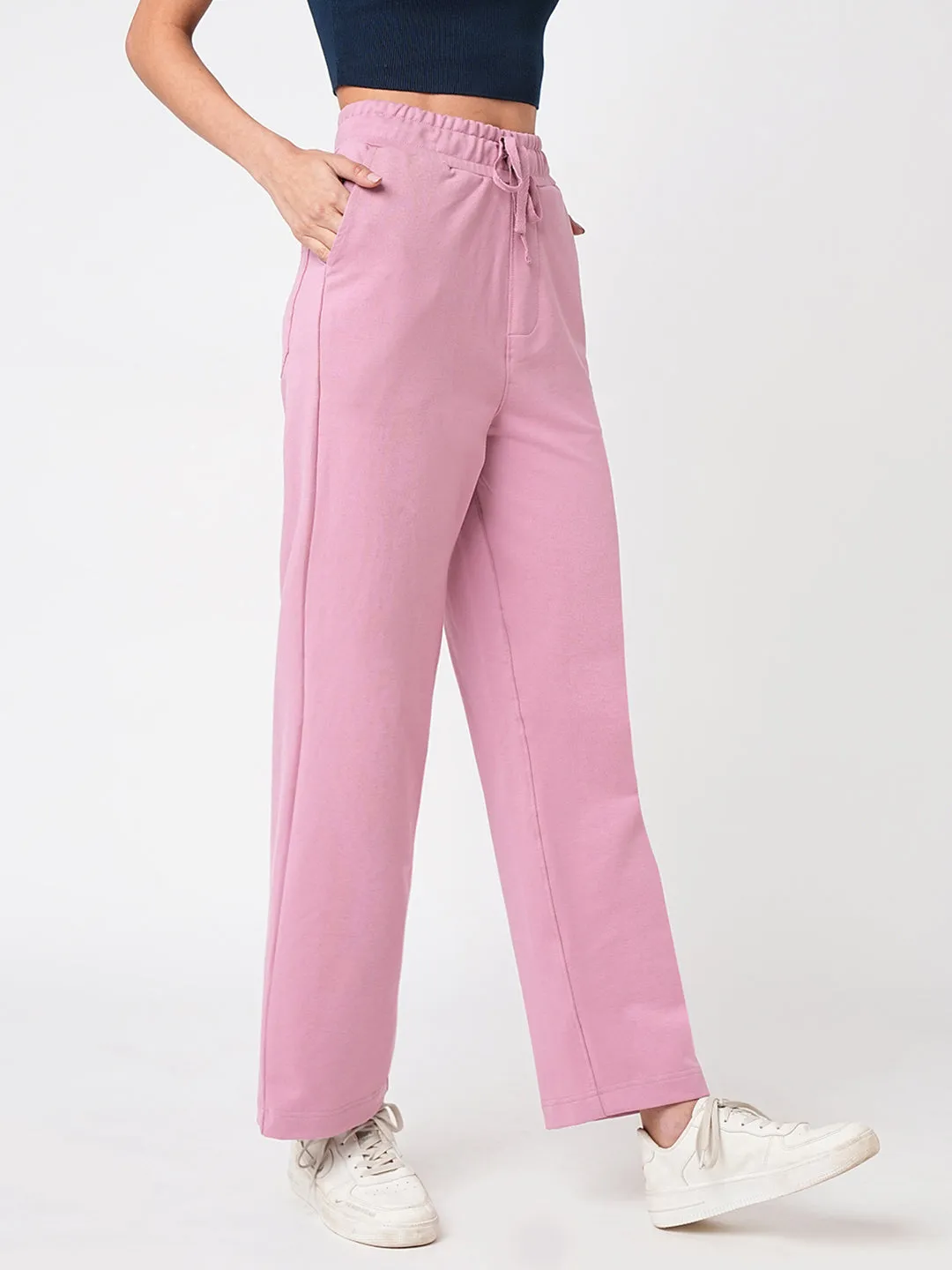 Women Dusty Pink High-Rise Athleisure