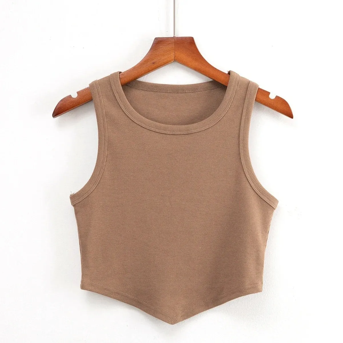 Women Solid Color Tank Top Blouse