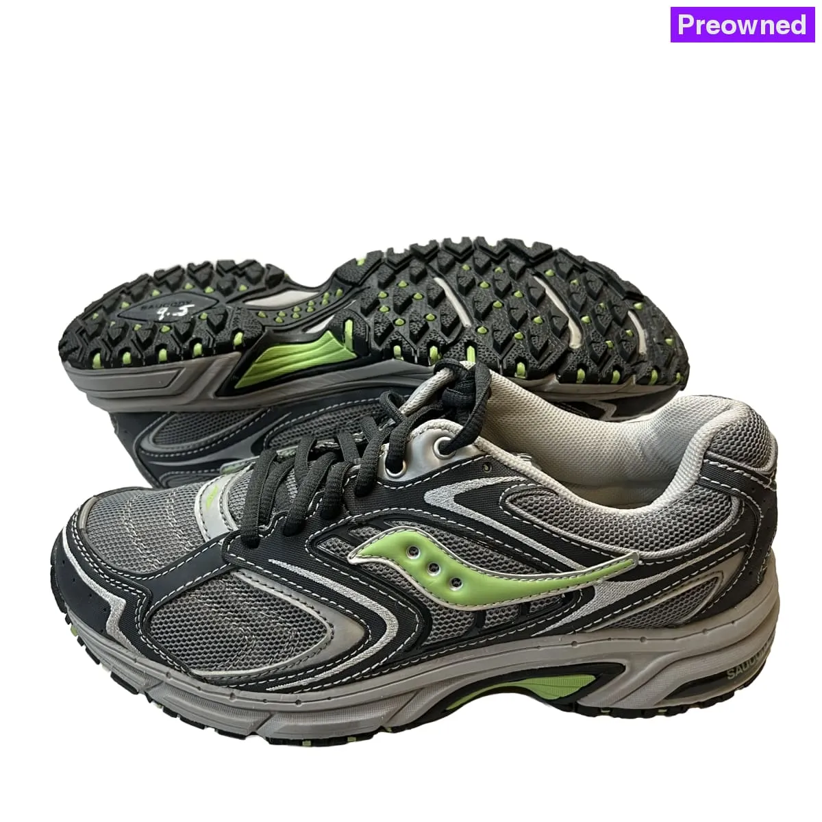 Women's Saucony Ridge TR-Original Trail Running Shoe - Gray/Green- Size 9.5M Preowned